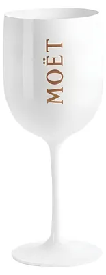 Obrázek produktu pro Pohár Moët & Chandon Ibiza 1 ks Bílý elegantní plastový šampaňský pohár s logem, ideální na večírky a venkovní akce
