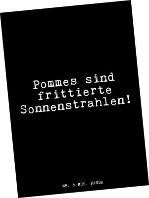 Produktbild von Mr. & Mrs. Panda Postkarte Pommes sind frittierte Sonnenstrahlen!... - Schwarz - Geschenk, Essen Spruch, Dankeskarte, Pommes Frites, Spruch Geschenke, lustiger Spruch