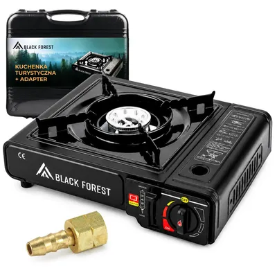 Imagen del producto de Extralink: Cocina de gas portátil 2 en 1 para camping, con maletín, 2500 W, compatible con cartuchos de gas o botellas, sin cartucho de gas incluido