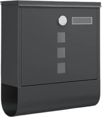 Image de Boîte aux lettres noire avec fenêtre et plaque nominative – en acier avec revêtement par poudre