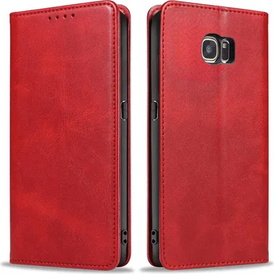 Produktbild von Handyhülle für Samsung Galaxy S7 Kunstleder Flip Cover Hülle Handytasche Case Kartenfach Farbe: Rot