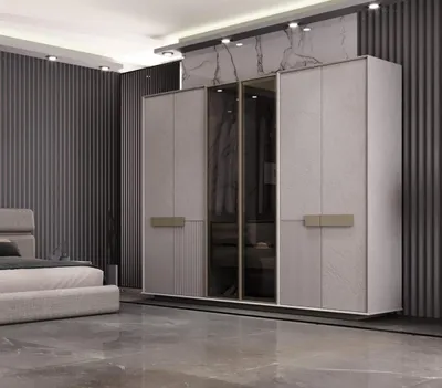Image de Élégante armoire à 6 portes, dont 2 vitrées, avec des détails modernes