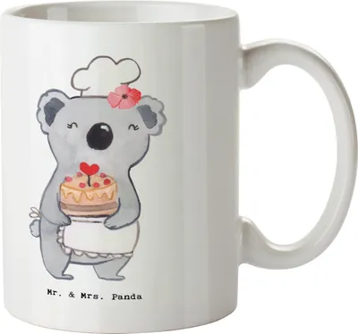 Produktbild von Mr. & Mrs. Panda Teetasse Konditorin Herz - Weiß - Geschenk, kaffeetasse keramik, Torte, kaffeebecher bedruckt, Tasse, Geburtstag, Zum, Bäckerin, Kuchen