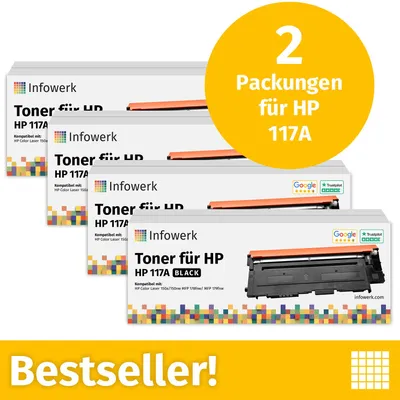 Produktbild von Infowerk Toner für HP 117A Multipack, Kompatibel mit HP ColorLaser 150, MFP-178, u.v.m., 2 Stück