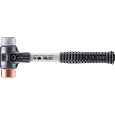 Produktbild von HALDER SIMPLEX Schonhammer Ø 40 mm TPE-mid grau / Kupfer mit verstärktem Tempergussgehäuse und Fiberglasstiel