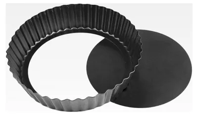 Produktbild von Quicheform 28 cm, hohe Quicheform, Tarteform mit Hebeboden Kohlenstoffstahl, antihaftbeschichtete Quiche Backform