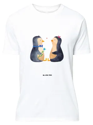 Produktbild von Mr. & Mrs. Panda Größe XL T-Shirt Pinguin Pärchen - Weiß - Geschenk, Hochzeit, Shirt, Hochzeitstag, Hochzeitsgeschenk, Verknallt, mit Spruch, Tshirt, Verlobung