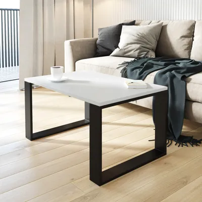 Produktbild von AKKE Hellgrau Couchtisch mit schwarzen Beinen LxBxH: 60x60x55 cm