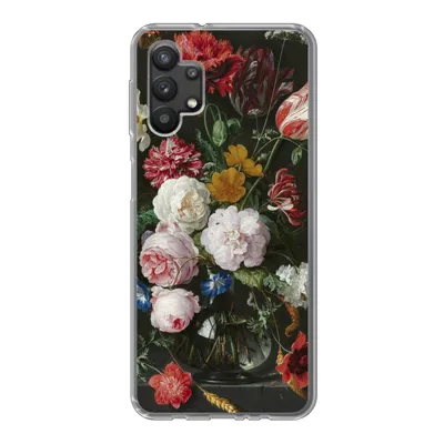 Produktbild von MuchoWow® Handyhülle Schutzhülle Hülle für Samsung Galaxy A32 5G Stilleben mit Blumen in einer Glasvase - Gemälde von Jan Davidsz. de Heem Silikon Softcase Handy Hülle - Softcase