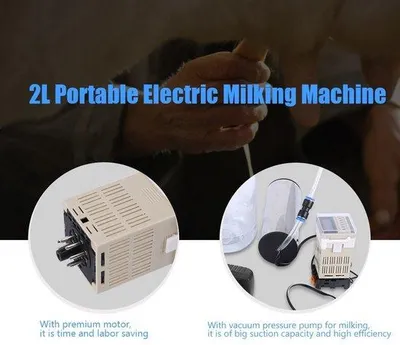 Image de Machine à traire électrique - 2 litres - Portable - Pompe à vide - Contrôle par impulsions - Idéale pour l'agriculture - Standard