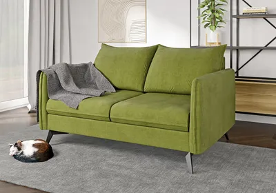 Produktbild von S-STYLE MÖBEL - Helix - Modernes Sofa 2-Sitzer mit Schwarz Metall Füßen aus Grün Luxusmicrofaser, B/T/H: 138 cm/ 91 cm/ 86 cm