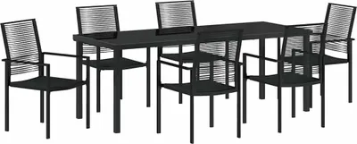 Immagine prodotto di vidaXL Set da pranzo da giardino 7 pezzi in acciaio verniciato a polvere nero