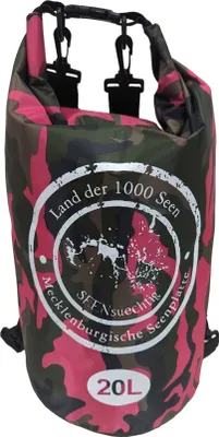 Produktbild von SEENsuechtig Dry Bag Pink Camouflage Trockensack 20 Liter Seesack wasserdicht Beach Packsack 20 Liter