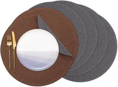 Image de Sets de table ronds, lavables et antidérapants, 38 cm, en tissu, lot de 6