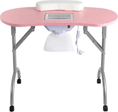 Produktbild von ManiküRe Tisch Mit Absaugung,Faltbarer Nageltisch Nagelstudio Tisch, Tragbarer ManiküRe Tisch Rosa Nageltisch Mit Absaugung,Nagelstudio Tisch Mit Staubabsaugung
