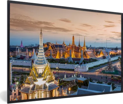 Produktbild von MuchoWow® Gerahmtes Poster Thailand - Sonne - Stadt 90x60 cm - Poster mit Schwarzem Bilderrahmen Wandposter Rahmen Foto Bilder - Fotorahmen - Foto-Plakat