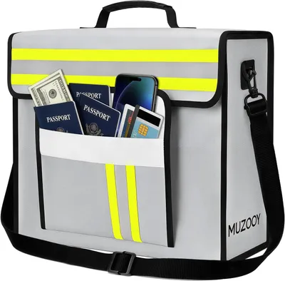 Zdjęcie produktu dla Torba na dokumenty 43x30x13 cm, ognioodporna i wodoodporna, 6 warstw, odblaskowa, na kosztowności