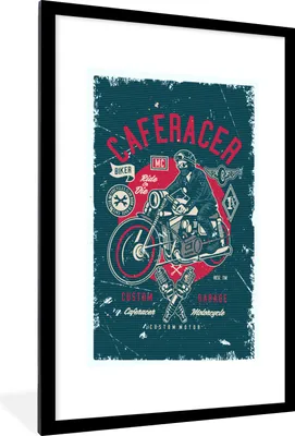Produktbild von MuchoWow® MuchoWow® Gerahmtes Poster Mancave - Motor - Werkzeuge - Retro 60x90 cm - Poster mit zchwarzem Bilderrahmen - Dekoration - Wandposter Wohnzimmer - Hochwertig