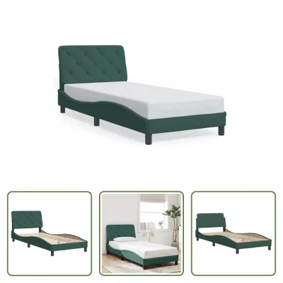 Produktbild von The Living Store Bettgestell mit Kopfteil Dunkelgrün 80x200 cm Samt