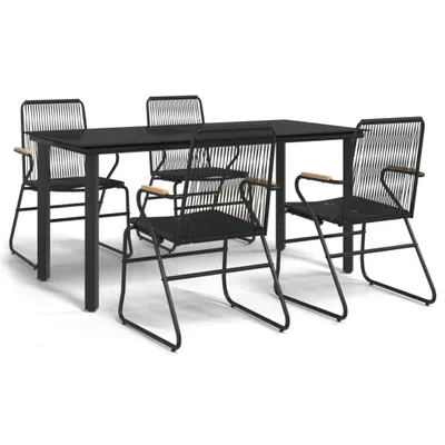 Produktbild von 5-tlg. Garten-Essgruppe Schwarz PVC Rattan