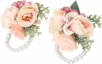 Image de 2Pcs/Bag Bridesmaid Wrist Flower Artificial Hand Flower for Wedding Anniversary Cocktail Party(Pink )