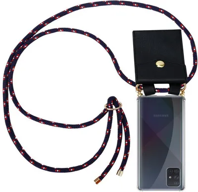 Obrázok produktu pre Cadorabo Puzdro pre Samsung Galaxy A51 4G / M40s Ochranné puzdro na mobilný telefón s reťazou a silikónovou šnúrou v modrej farbe