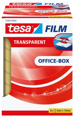 Produktbild von TESA 57406, 66 m, Transparent, Polypropylen (PP), Karton, Papier, 19 mm, 8 Stück(e)