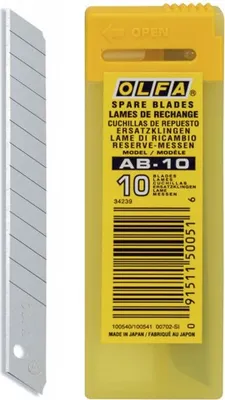 Image de Lames De Cutter Réf. Ab-10désignation Etui De 10 Lames Avec Récupérateur Segments Casséslargeur 9 Mm
