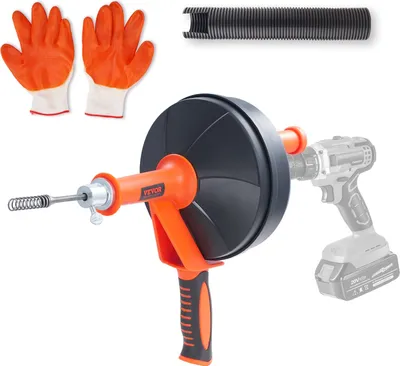Produktbild von Rohrreinigung Abflussreiniger 0,6x762cm Federstahlkabel Abflussreiniger mit Trommel Manuell & Elektrisch Manuelle Zufuhr Rohrreinigungswelle