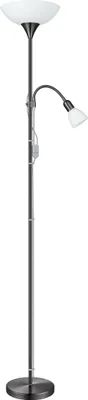 Produktbild von EGLO Stehlampe Up 2, 2 flammige Stehleuchte, Standleuchte aus Metall, Wohnzimmerlampe, Lampe mit Schalter, Deckenfluter mit Leselampe, E27, E14