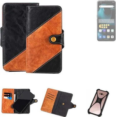 Produktbild von K-S-Trade Handyhülle Schutzhülle Bookstyle Case Wallet-Case kompatibel mit Unihertz Start24 Handy Cover Bumper Klapphülle schwarz hellbraun 1x