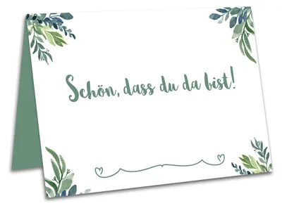50 Tischkarten Platzkarten mit Blumen, Eukalyptus-Design