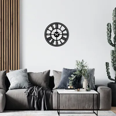 Produktbild von Opviq, Enzoclock- ENZ1404, Schwarz, Wanduhren, 48 x 48 cm, 100% Metall (Dicke: 1