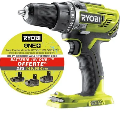 Zdjęcie produktu dla Wiertarko-wkrętarka 18V ONE+ RYOBI R18DD3-0 - bez akumulatora i ładowarki