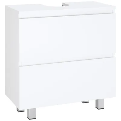 Produktbild von AODEMOKO Waschbeckenunterschrank, Badezimmerschrank mit 2 Große Schubladen, Unterschrank Waschbecken mit Füßen, 60 x 30 x 66 cm, Weiß