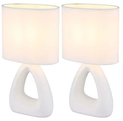 Produktbild von 2er Set Tischleuchte, Keramik Textil, weiß, H 30 cm