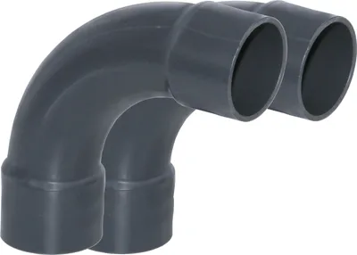 Produktbild von HAF 2x PVC Fittings Bogen 90° mit 63mm x 63mm | Klebemuffe x Klebemuffe | Winkelverbinder aus grauem PVC-U | PN16 für PVC Rohr, Schwimmbad & Teich