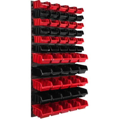 Obrázek produktu pro Nástěnný panel na nářadí 57,6 x 117 cm s 55  ks. Krabice závěsný Červené a Černé Stohovatelné Boxy