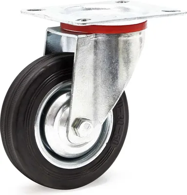 Zdjęcie produktu dla Zestaw kołowy skrętny Wiltec Ø100mm do 70kg udźwigu z gumowym kołem bez hamulca, cichobieżny, transportowy zestaw kołowy meblowy zestaw kołowy meblowy zestaw kołowy skrętny