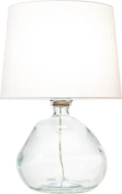 Produktbild von riess-ambiente Moderne Tischlampe CLASSIC 45cm transparent recyceltes Glas weiß Stoffschirm
