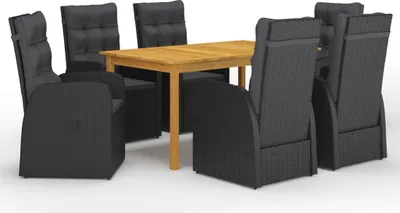 Produktbild von The Living Store 7-tlg. Garten-Essgruppe Schwarz