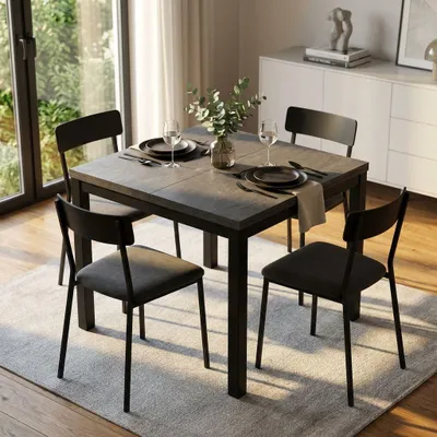 Immagine prodotto di Milani Home - tavolo da pranzo allungabile 90 x 90/180 x 77 cm, antracite, legno e metallo