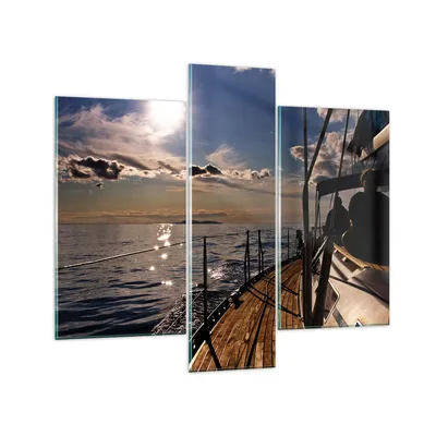 Produktbild von Bilder auf glas - Kroatien Yacht Segeln Segelboot - 95x80cm - Glasbilder - Wandbilder - Kunstdruck - zum Aufhängen bereit - Wanddekoration aus Glas - Glas Bilder - Wandbild auf Glas - GCB95x80-0426