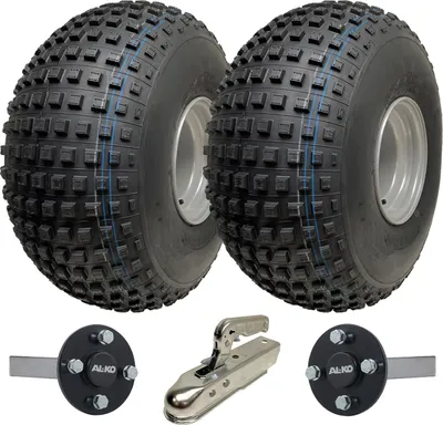 Image de 25x12.00-9 Knobby ATV Quad Trailer Kit Wheels ALKO Axles Hitch Capacity 390kgs