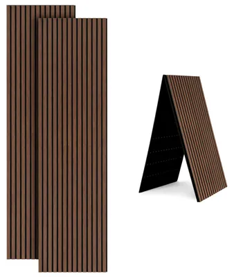 Zdjęcie produktu dla Vigevee, 2 sztuki składanych paneli akustycznych z wykończeniem imitującym drewno, pokryte filcem, wymiary 240 x 60 cm, kolor orzech