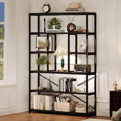 Produktbild von Bücherregal 6 Ebenen Standregal Industrie Vintagebraun Schwarz 120x30x180 cm