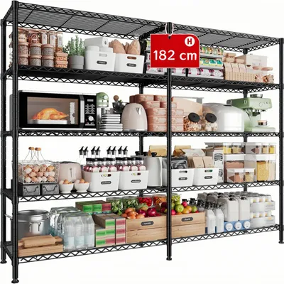 Image de Étagère pivotante standard à 5 niveaux, étagère pour charges lourdes réglable en hauteur, 152 (76+40,5) x 35,5 x 182 cm (L x l x H), capacité de charge minimale 680 kg