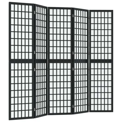 Zdjęcie produktu dla vidaXL 5-częściowy składany parawan w stylu japońskim 200x170 cm czarny