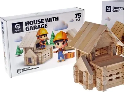 Obrázok produktu pre Drevené bloky Dom s garážou 75el