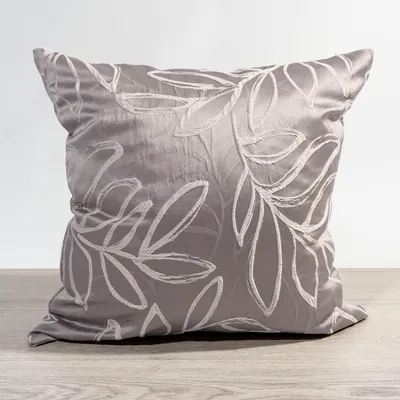 Produktbild von Kissen von Lysel - grau Blätterzweige Cabilao 46x46, reines Polyester Dekokissen